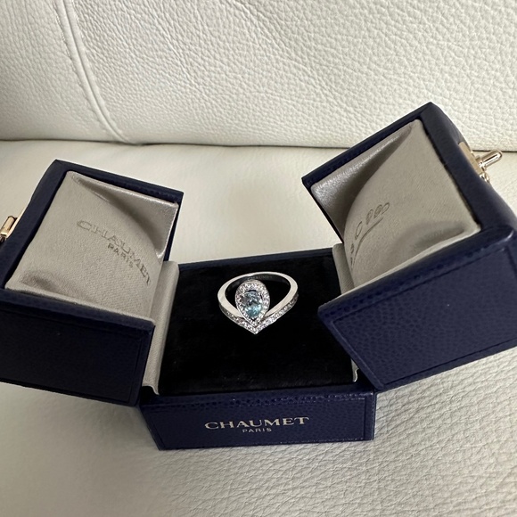 Chaumet pre-owned Joséphine Aigrette White Gold Aquamarine Diamond Pavé size55 - Picture 1 of 4